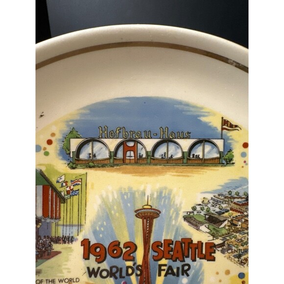 1962 Seattle World’s Fair Plate Space Needle Century 21 Expo 7.25” - Picture 2 of 10